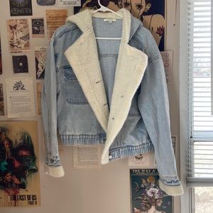 NWT Pacsun Denim Sherpa Jacket